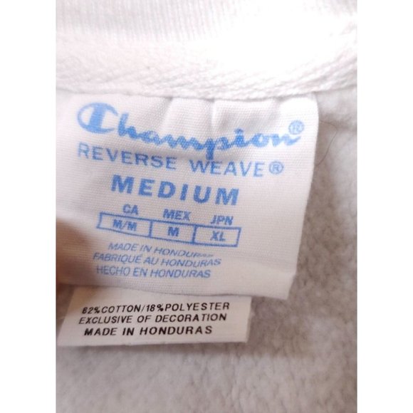 Champion Reverse Weave Medium White Crop Spellout Logo Heavyweight Sweatshirt - Picture 11 of 13